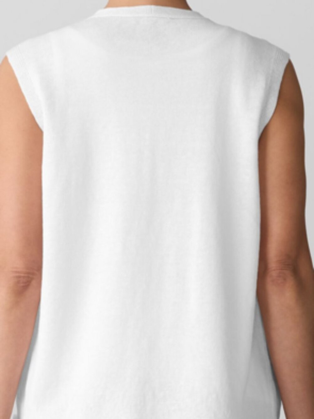 Eileen Fisher White V Neck Lightweight Organic Linen Cotton Vest With Front Tie - Picture 5 of 13